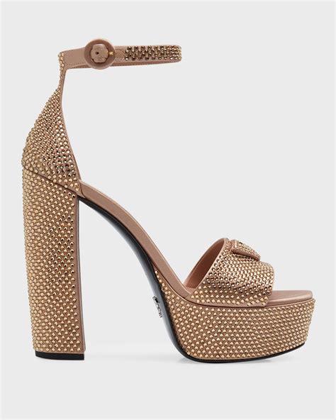 women's leather ankle-strap platform sandals flat prada|prada high heeled sandals.